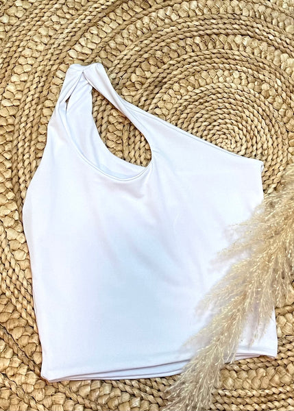 Top one shoulder blanco