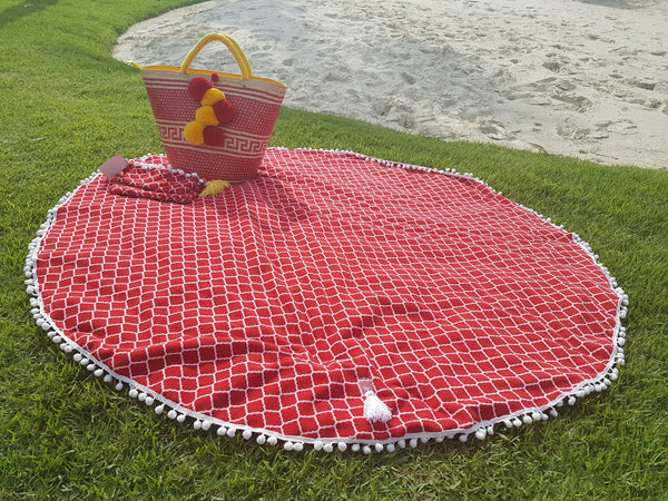 Red Roundie Towel And Beachbags