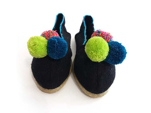 Pompom Black Espadrilles