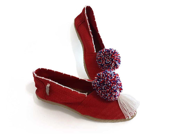 Pompom Red Espadrilles