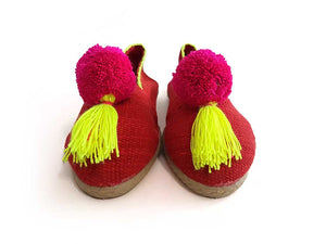 Pompom Red Espadrilles