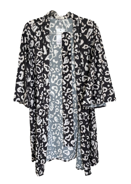 LEOPARDO PRINT BLACK  KIMONO