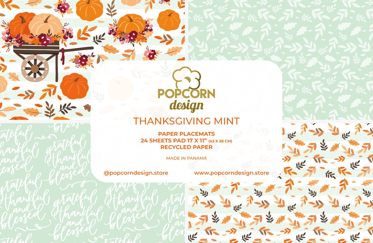 Thanksgiving Mint Paper Placemats