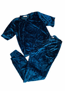 Blue Green Velvet Set